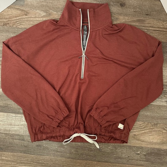 Vuori Halo Half Zip Relaxed Pullover Rosewood Cropped Boxy Sweatshirt VW269 XS - Picture 2 of 8